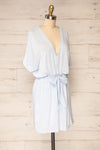 Naousa Blue V-Neck Short Sleeve Dress | La petite garçonne side view
