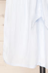 Naousa Blue V-Neck Short Sleeve Dress | La petite garçonne details