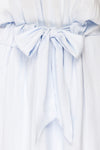 Naousa Blue V-Neck Short Sleeve Dress | La petite garçonne bow