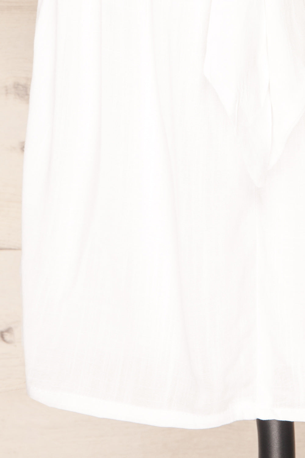 Naousa White V-Neck Short Sleeve Dress | La petite garçonne details
