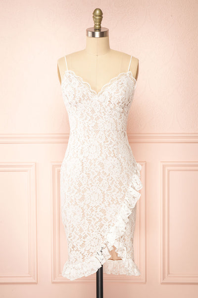 Nareema White Lace Midi Dress | Boutique 1861 front view