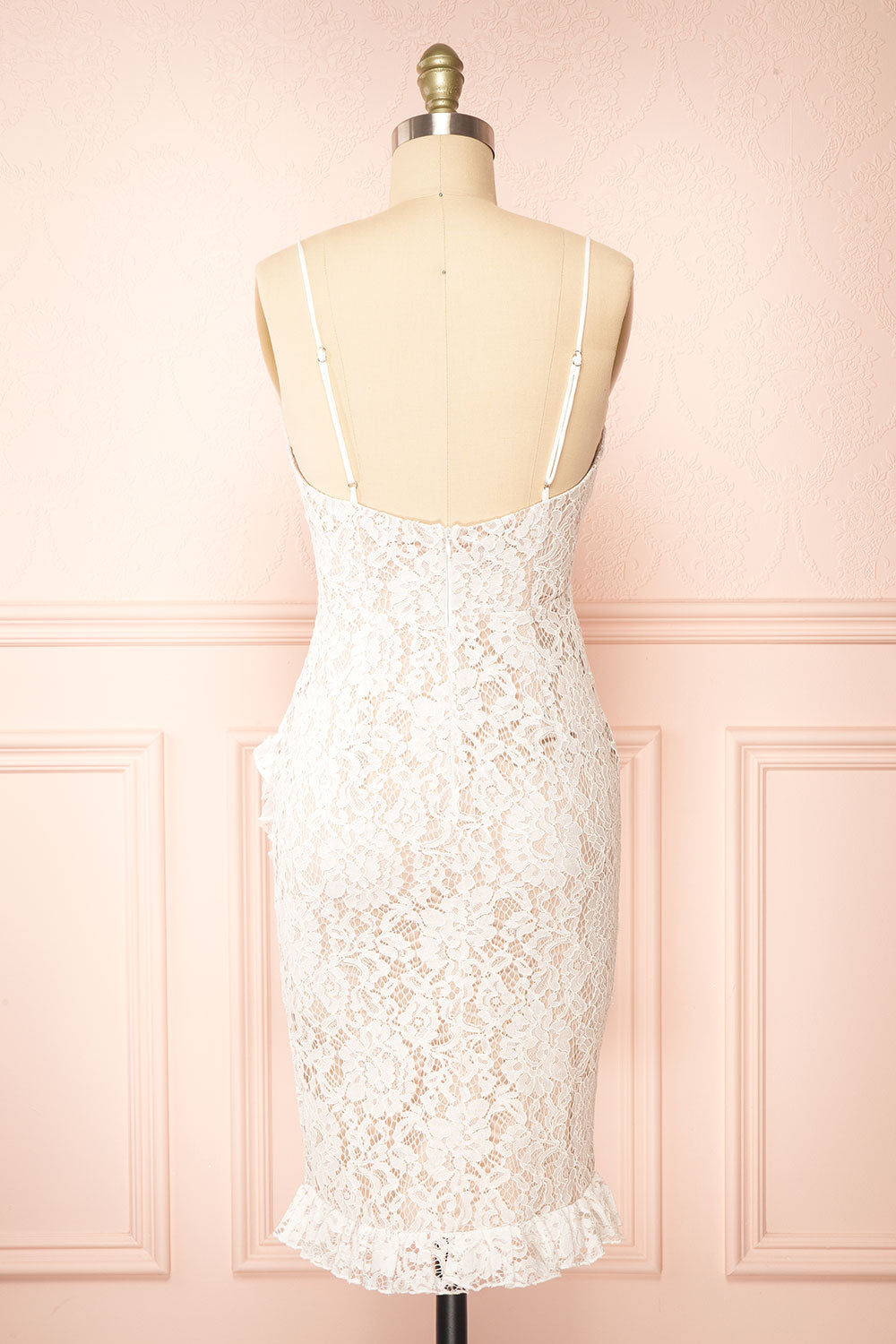 Nareema White Lace Midi Dress | Boutique 1861  back view