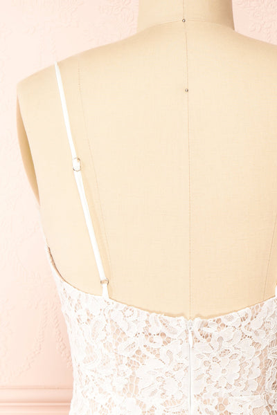 Nareema White Lace Midi Dress | Boutique 1861 back close-up