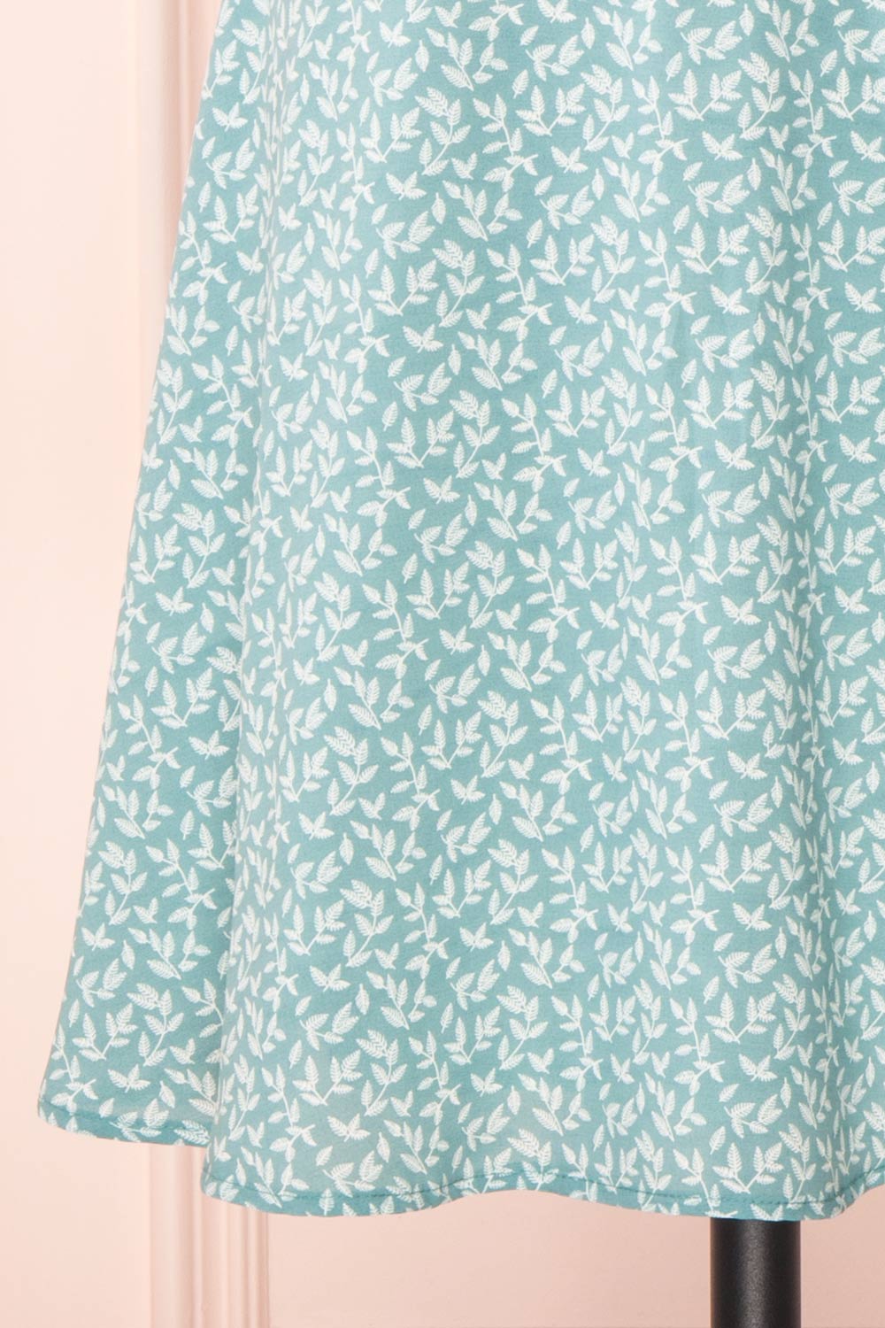 Naroa Mint Patterned Dress A-Line Short Dress | Boutique 1861 bottom close-up