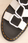 Nartilla White Ankle-Tie Gladiator Sandals | La petite garçonne flat close-up
