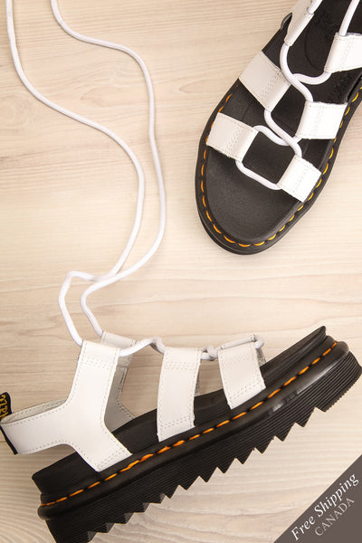 Nartilla White Ankle-Tie Gladiator Sandals | La petite garçonne flat view