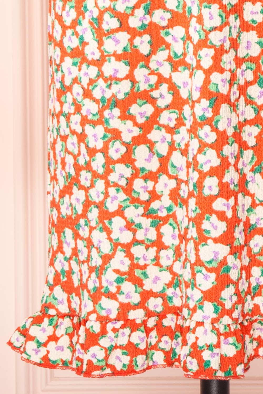 Nathalie Short Colorful Floral Midi Dress | Boutique 1861  details