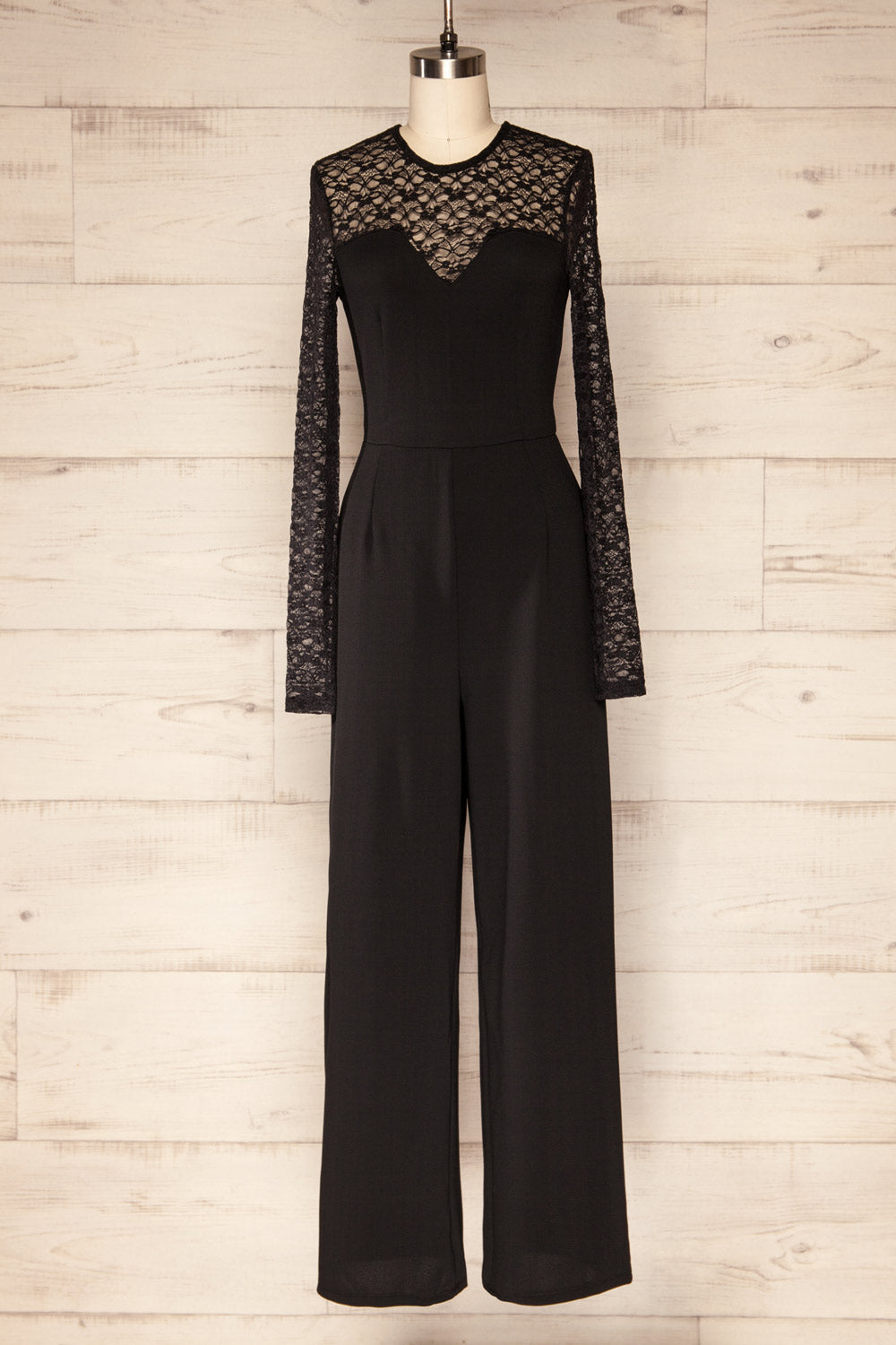 Nathyreil Long Sleeve Jumpsuit w/ Lace Neckline | La petite garçonne front view