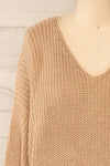 Natras Beige Knit Sweater w/ Twisted Back | La petite garçonne front close-up