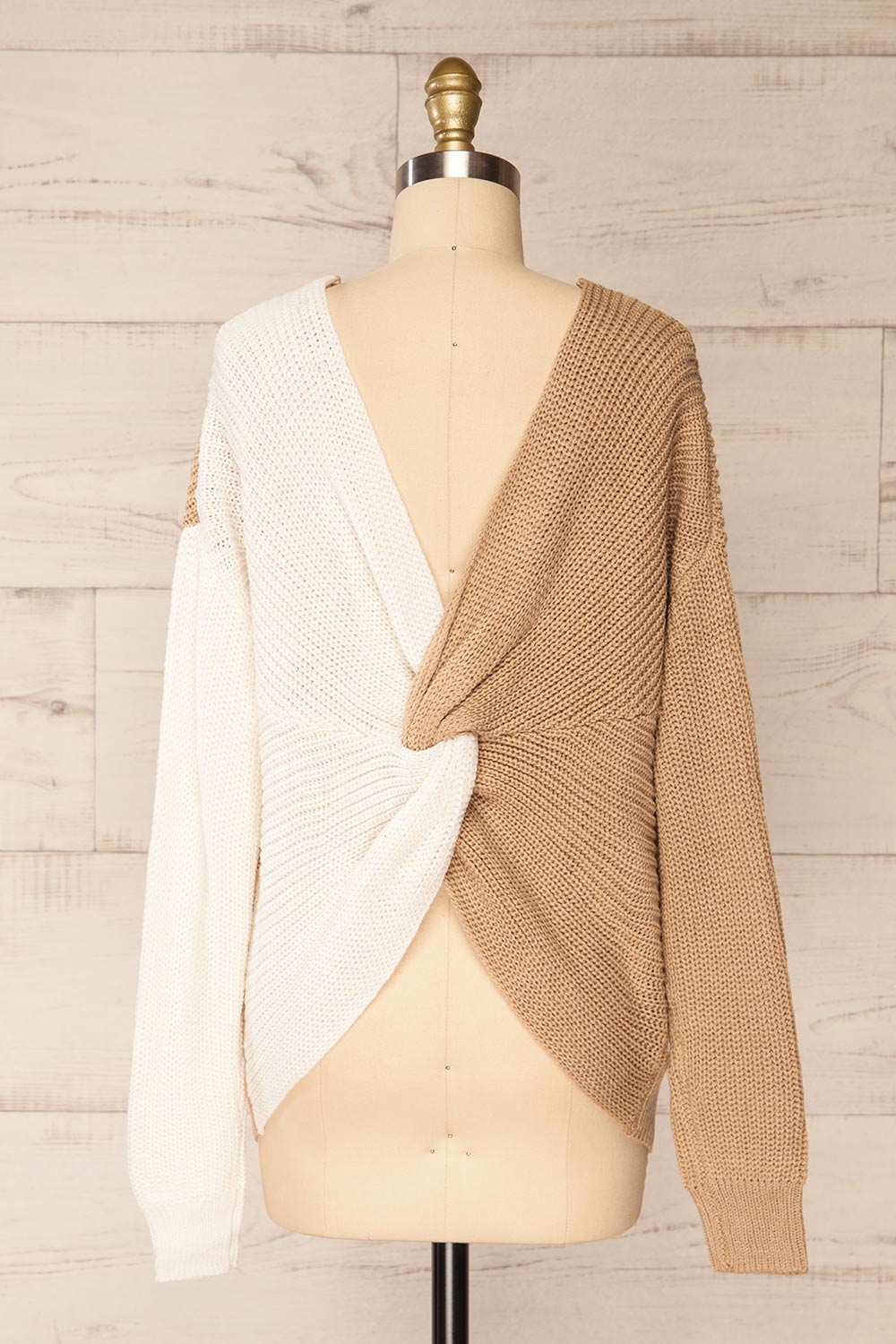 Natras Beige Knit Sweater w/ Twisted Back | La petite garçonne back view