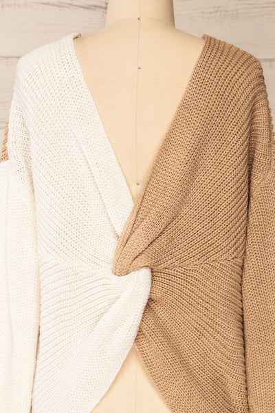 Natras Beige Knit Sweater w/ Twisted Back | La petite garçonne back close-up