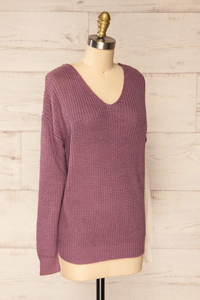 Natras Lavender Knit Sweater w/ Twisted Back | La petite garçonne  side view