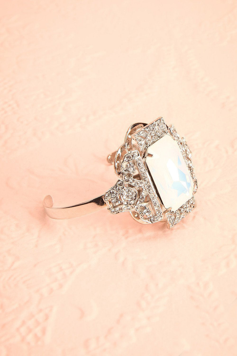 Néflier Silver Bangle Bracelet With Crystals | Boudoir 1861