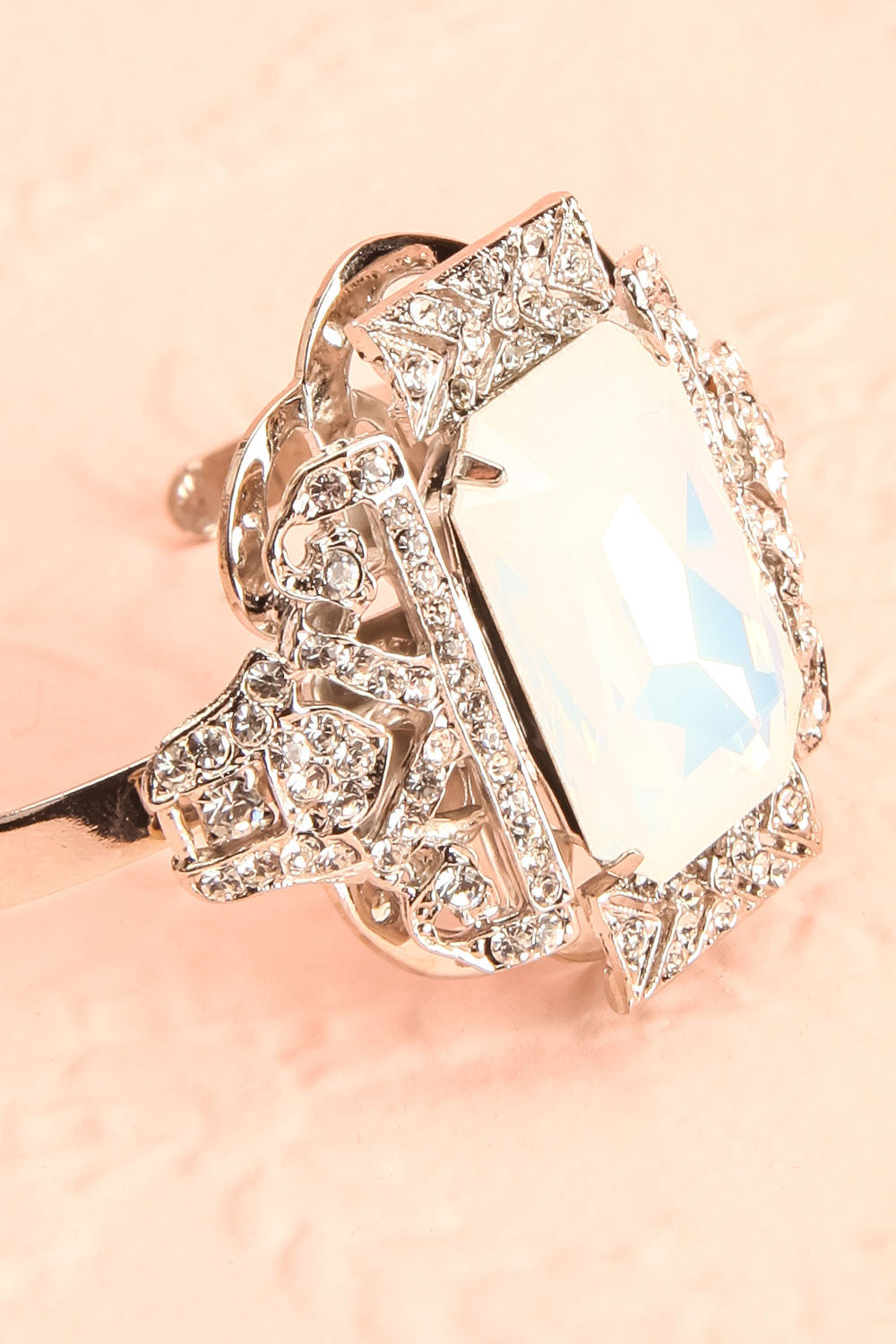 Néflier - Silver bangle bracelet with crystals 5