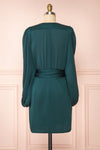 Nelly Green Long Puff-Sleeve Wrap Dress | Boutique 1861 back view