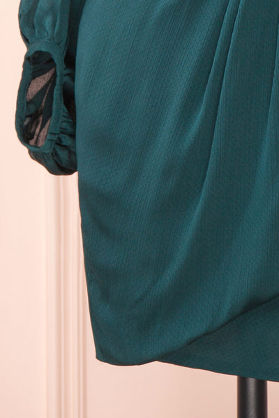 Nelly Green Long Puff-Sleeve Wrap Dress | Boutique 1861 bottom