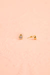 Nemass - Small clear crystal golden stud earrings