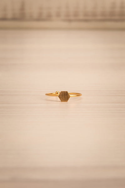 Nemus Doré Gold Ring with Hexagon Ornament | La Petite Garçonne 4