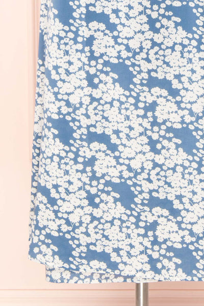 Neroli Blue Floral Midi Buttoned Wrap Dress | Boutique 1861 bottom