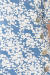 Neroli Blue Floral Midi Buttoned Wrap Dress | Boutique 1861 fabric