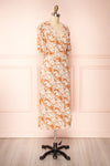 Neroli Rust Floral Midi Buttoned Wrap Dress | Boutique 1861 side view