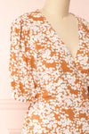 Neroli Rust Floral Midi Buttoned Wrap Dress | Boutique 1861 side close-up