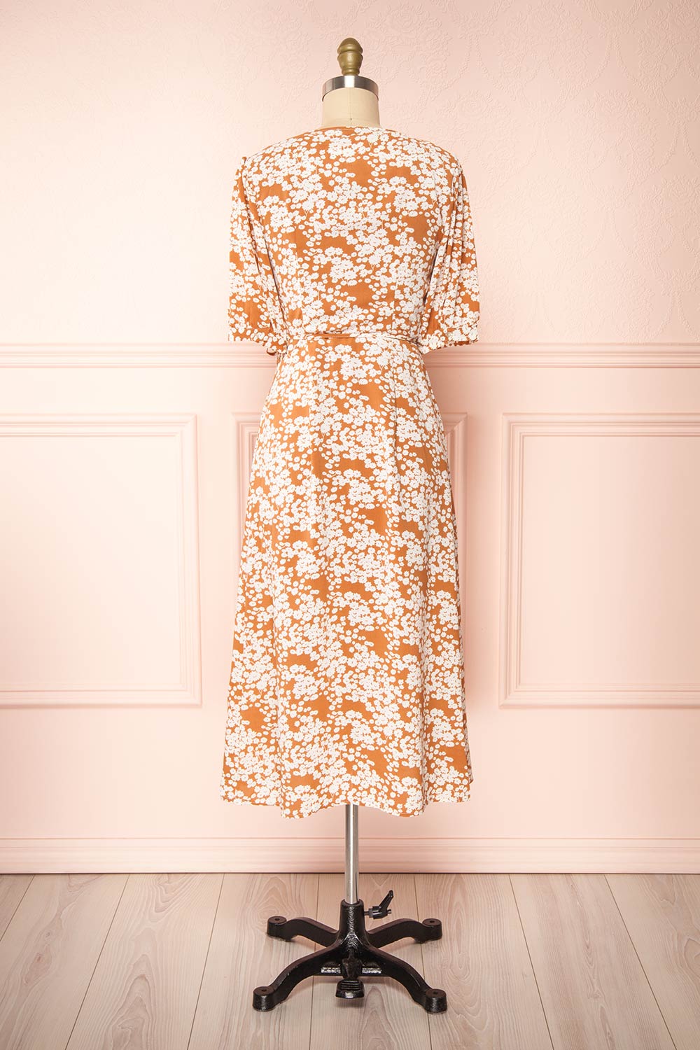 Neroli Rust Floral Midi Buttoned Wrap Dress | Boutique 1861 back view 