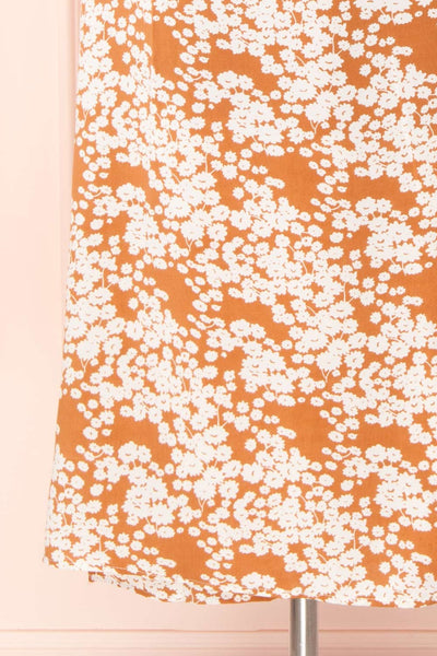 Neroli Rust Floral Midi Buttoned Wrap Dress | Boutique 1861 bottom