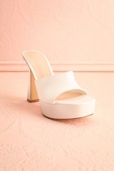 Nerthus White High Heel Sandals | Boutique 1861 frot view
