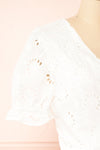 Nerys Openwork Embroidered Wrap Crop Top | Boutique 1861 side close-up