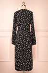 Netra Black Long Sleeve Floral Midi Dress | Boutique 1861 back view