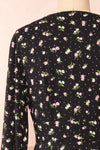 Netra Black Long Sleeve Floral Midi Dress | Boutique 1861  back close-up