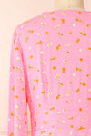 Netra Pink Long Sleeve Floral Midi Dress | Boutique 1861 back close-up