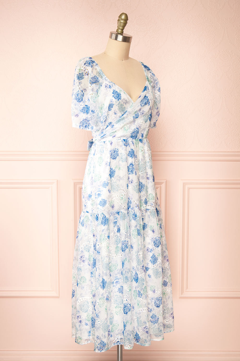 Netty Midi Floral Wrap Dress | Boutique 1861 side view 