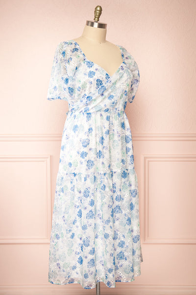 Netty Midi Floral Wrap Dress | Boutique 1861 side plus size