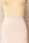 Neveah Champagne Silky Midi Skirt | La petite garçonne front close-up