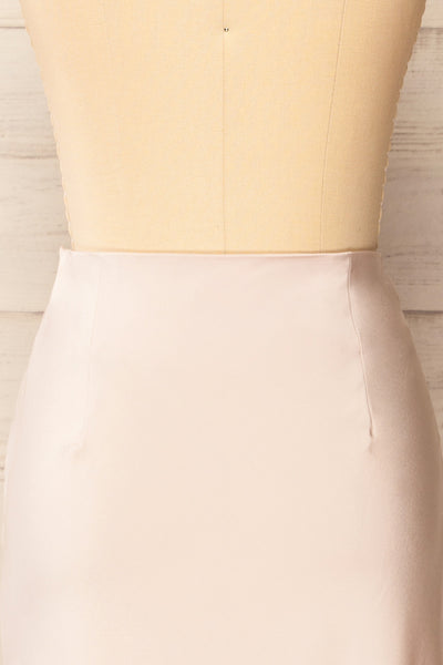 Neveah Champagne Silky Midi Skirt | La petite garçonne back close-up