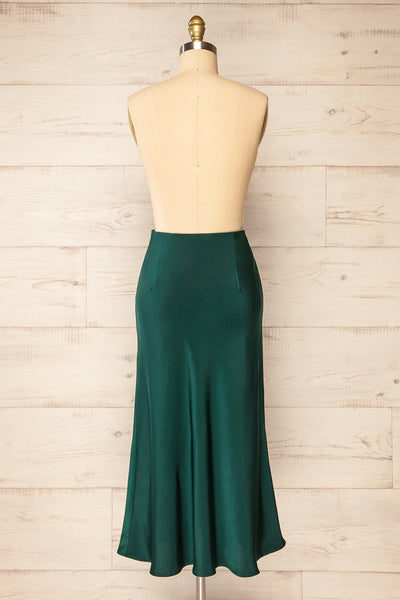 Neveah Green Silky Midi Skirt | La petite garçonne back view