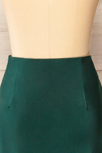 Neveah Green Silky Midi Skirt | La petite garçonne  back close-up