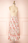 Nezira Beige Floral Print Midi Skirt w/ Ruffles | Boutique 1861 side view
