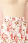 Nezira Beige Floral Print Midi Skirt w/ Ruffles | Boutique 1861 side close-up