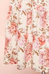 Nezira Beige Floral Print Midi Skirt w/ Ruffles | Boutique 1861 bottom