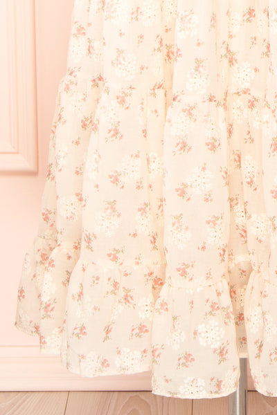 Niamh Floral Tiered Midi Dress w/ Openwork | Boutique 1861 bottom