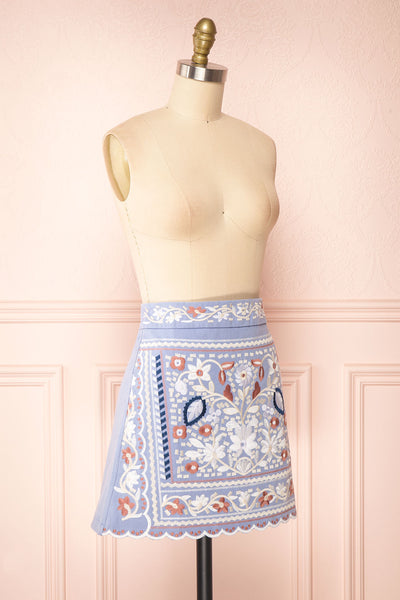 Nicko Blue Embroidered Skirt | Boutique 1861 side view