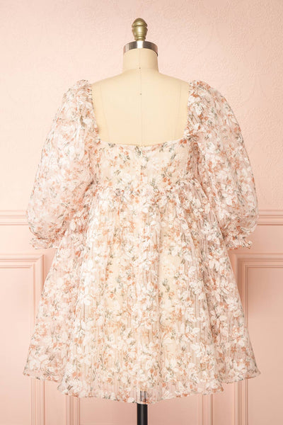 Nicky Short Floral Beige Babydoll Dress | Boutique 1861 back view
