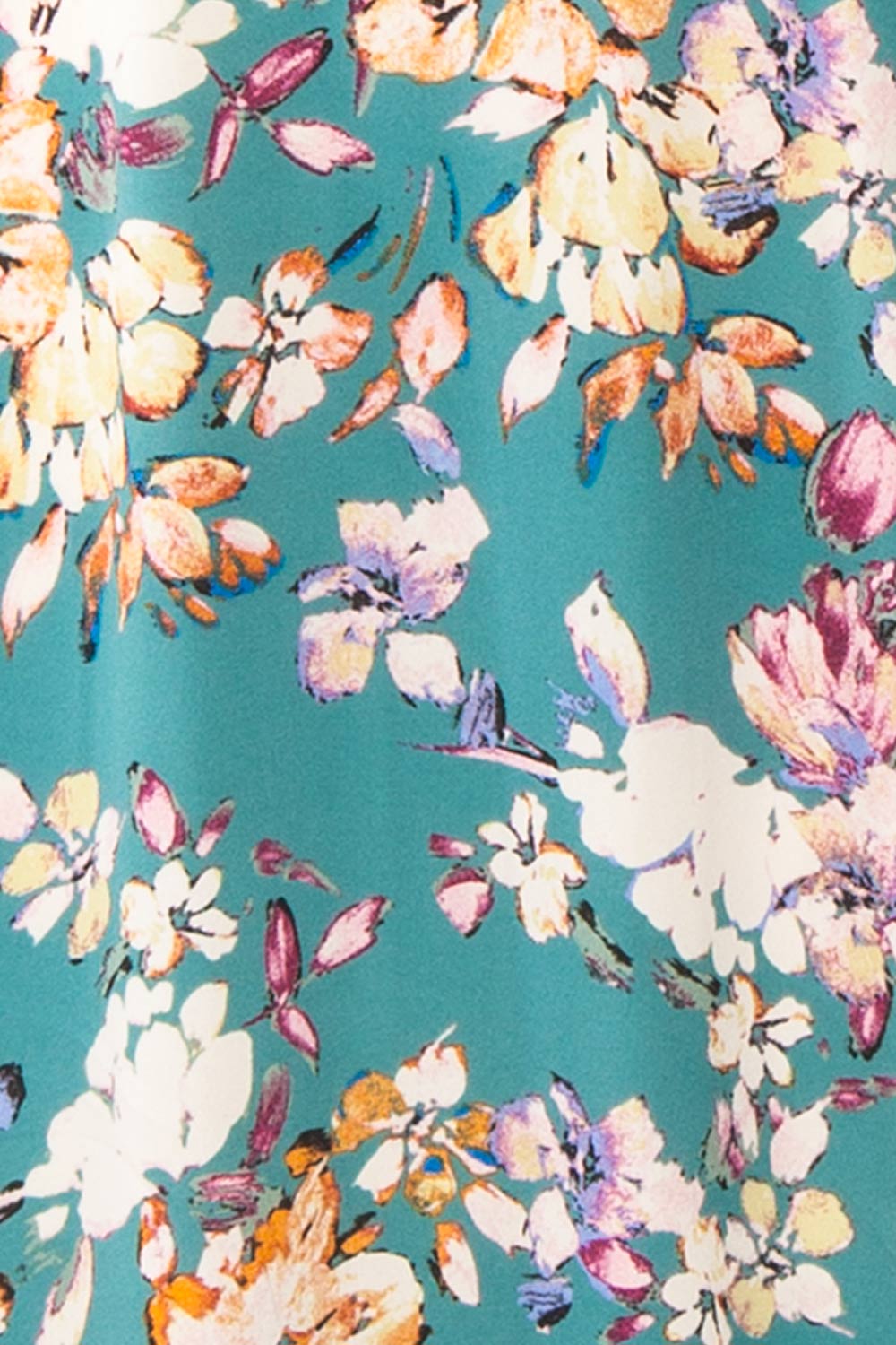 Nicole Teal Floral Midi Dress w/ Ruffles | Boutique 1861  fabric