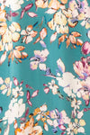 Nicole Teal Floral Midi Dress w/ Ruffles | Boutique 1861  fabric