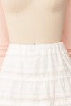 Niemodlin White Openwork Short Skirt | Boutique 1861 front close-up