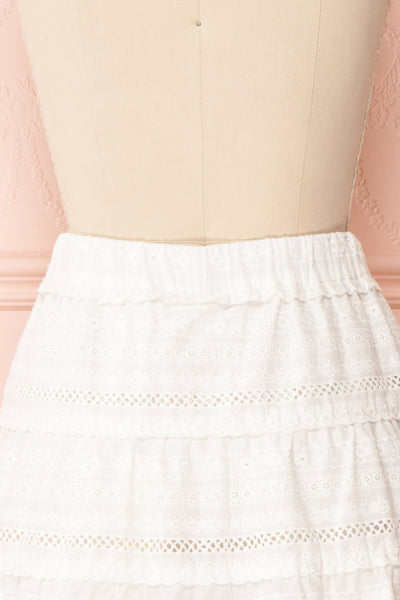 Niemodlin White Openwork Short Skirt | Boutique 1861 back close-up
