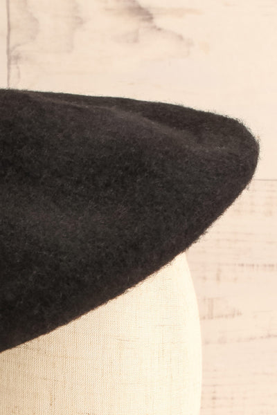 Nienor Black Woollen Beret | Beret Noir | La Petite Garçonne close-up